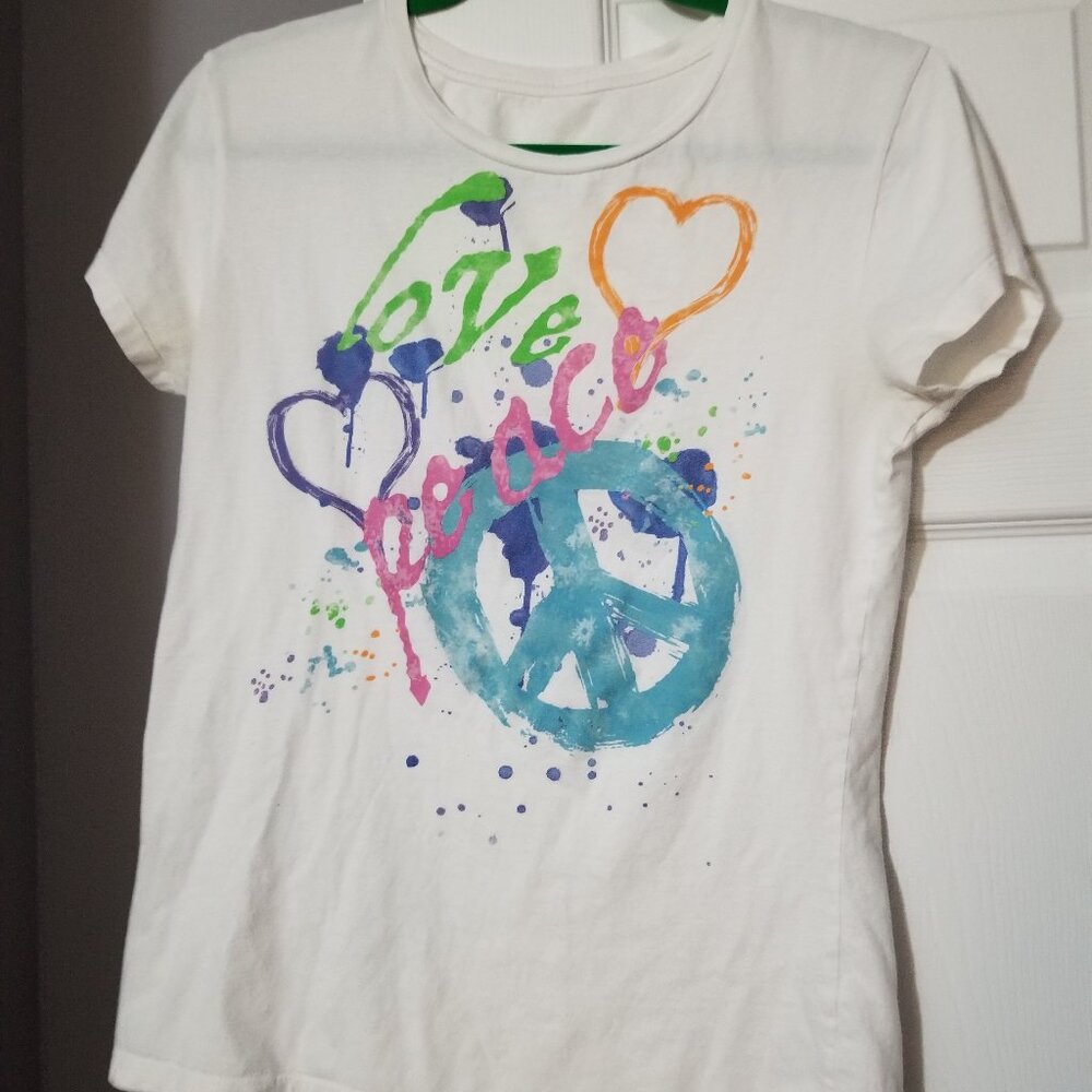 "Love/Peace" Paint White Tee